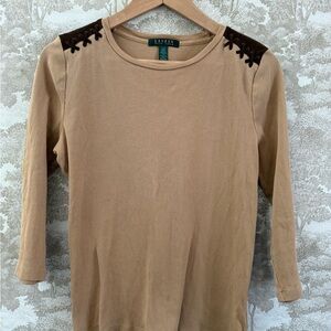 Ralph Lauren equestrian ribbed knit Long-Sleeve Top, 100% cotton